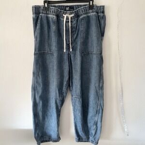 Gap Womens Pull-On Barrel Jeans Drawstring Comfort Boho Western Medium Wash XL
